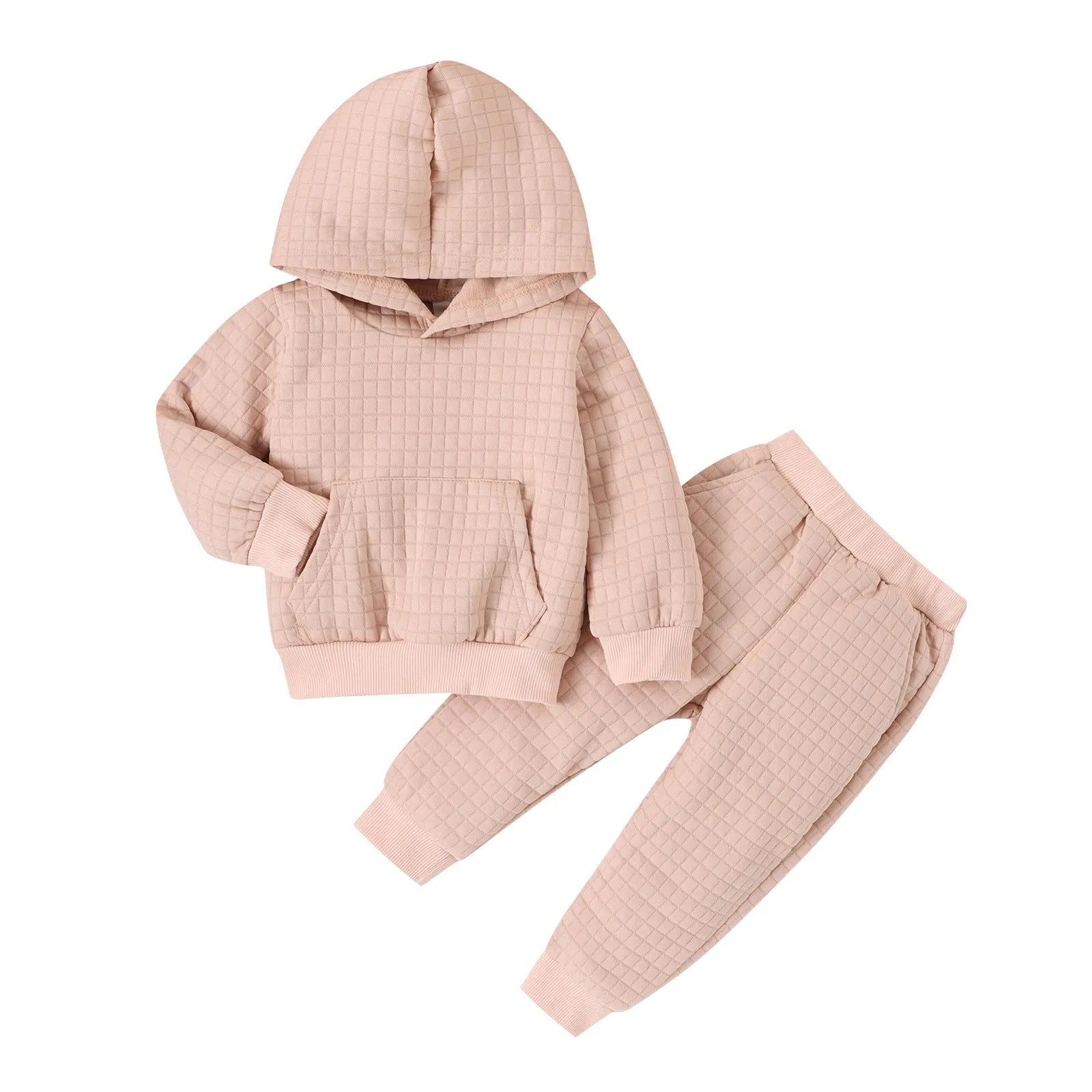 2 Pieces Set Baby Kid Girls Boys Solid Color Hoodies Sweatshirts And Pants Wholesale 24011138