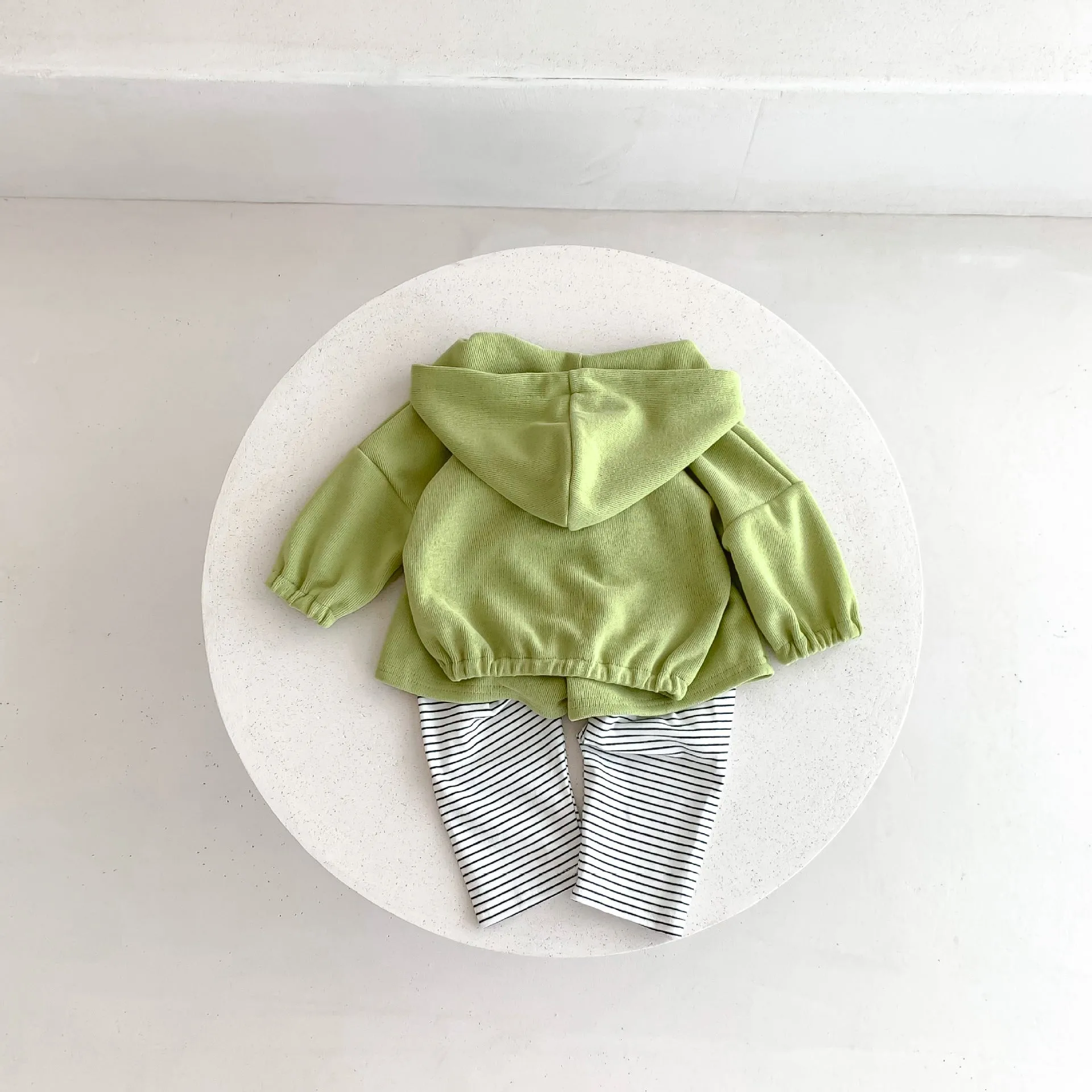 2 Pieces Set Baby Kid Girls Boys Solid Color Hoodies Sweatshirts And Striped Pants Wholesale 23101930