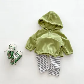 2 Pieces Set Baby Kid Girls Boys Solid Color Hoodies Sweatshirts And Striped Pants Wholesale 23101930