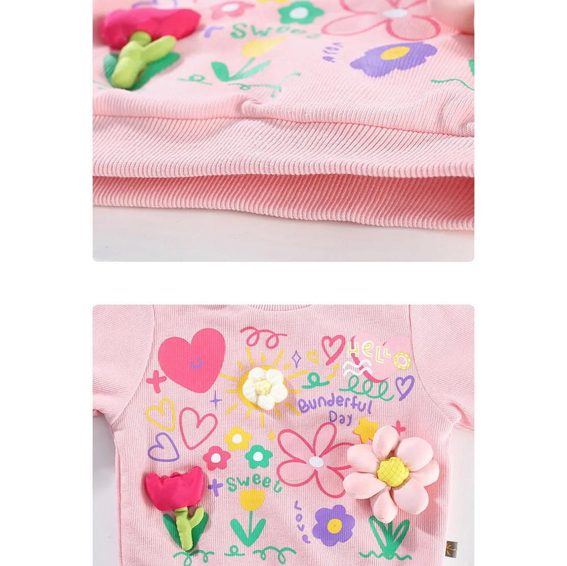 2 Pieces Set Baby Kid Girls Letters Flower Print Hoodies Sweatshirts And Pants Wholesale 231019226