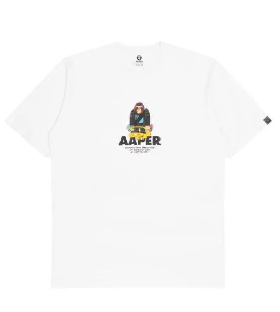 A BATHING APE  |Crew Neck Pullovers Collaboration Cotton Short Sleeves Logo