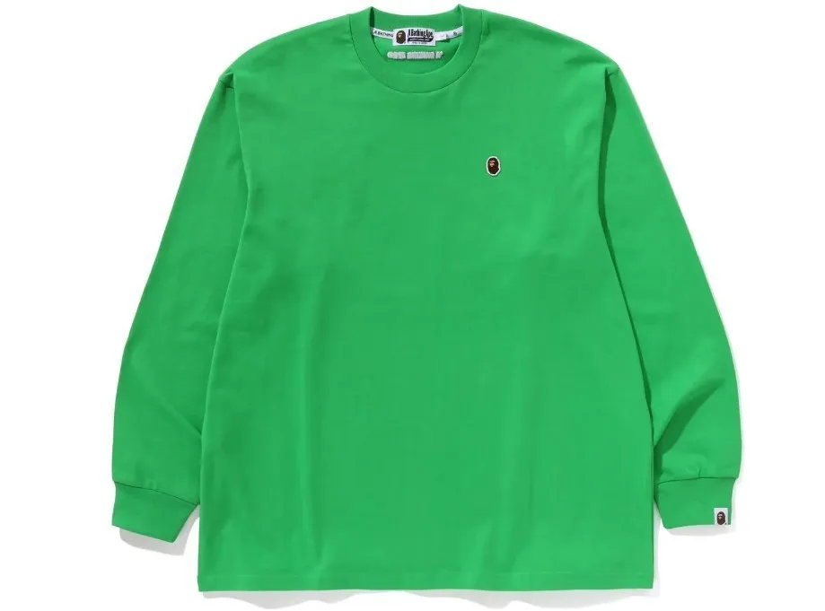 A BATHING APE  |Long Sleeves Plain Cotton Long Sleeve T-shirt Logo