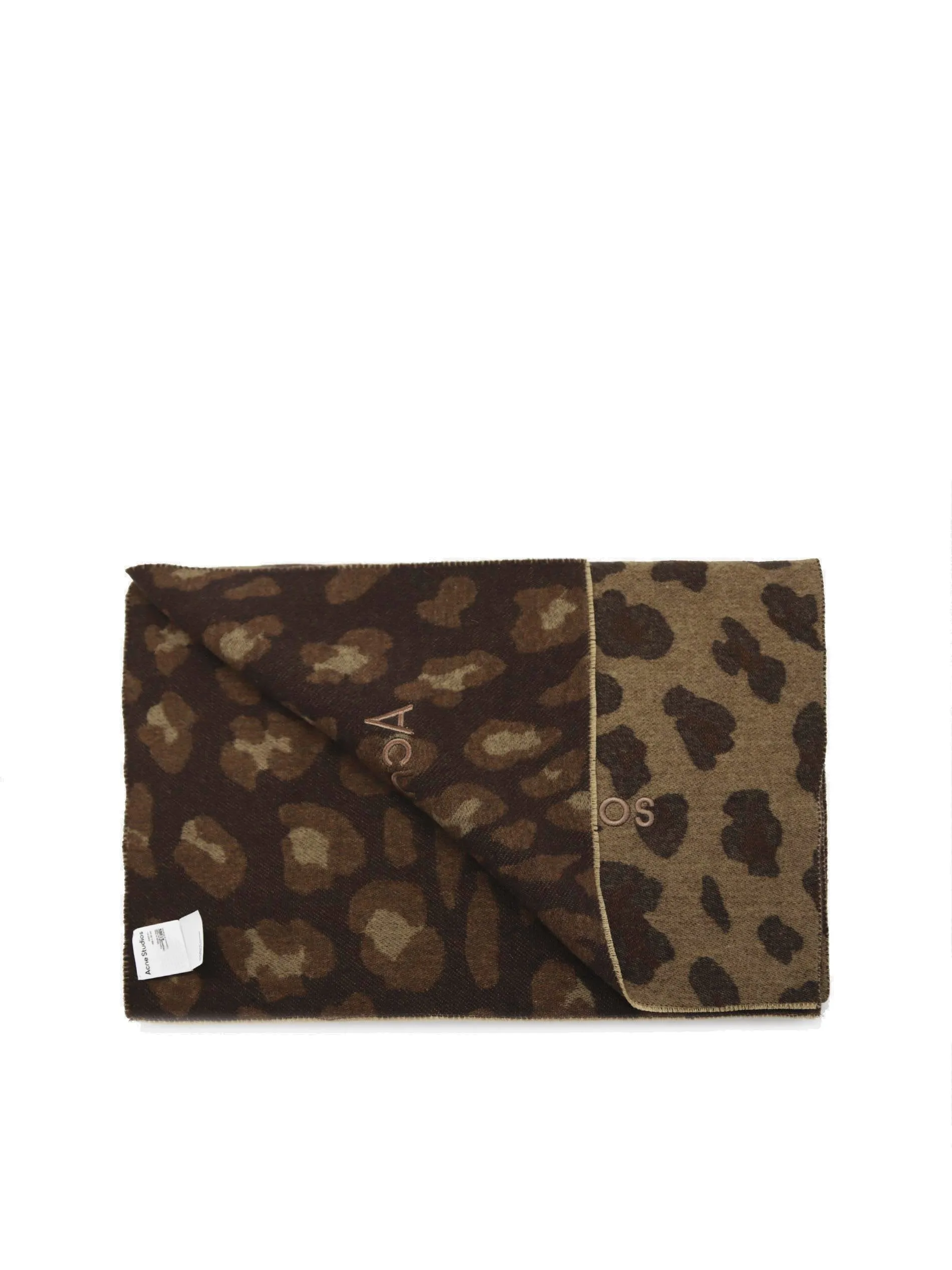 Acne Studios Leopard Printed Knitted Scarf