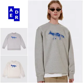 ADERERROR  |Unisex Street Style Long Sleeves Plain Logo Sweatshirts