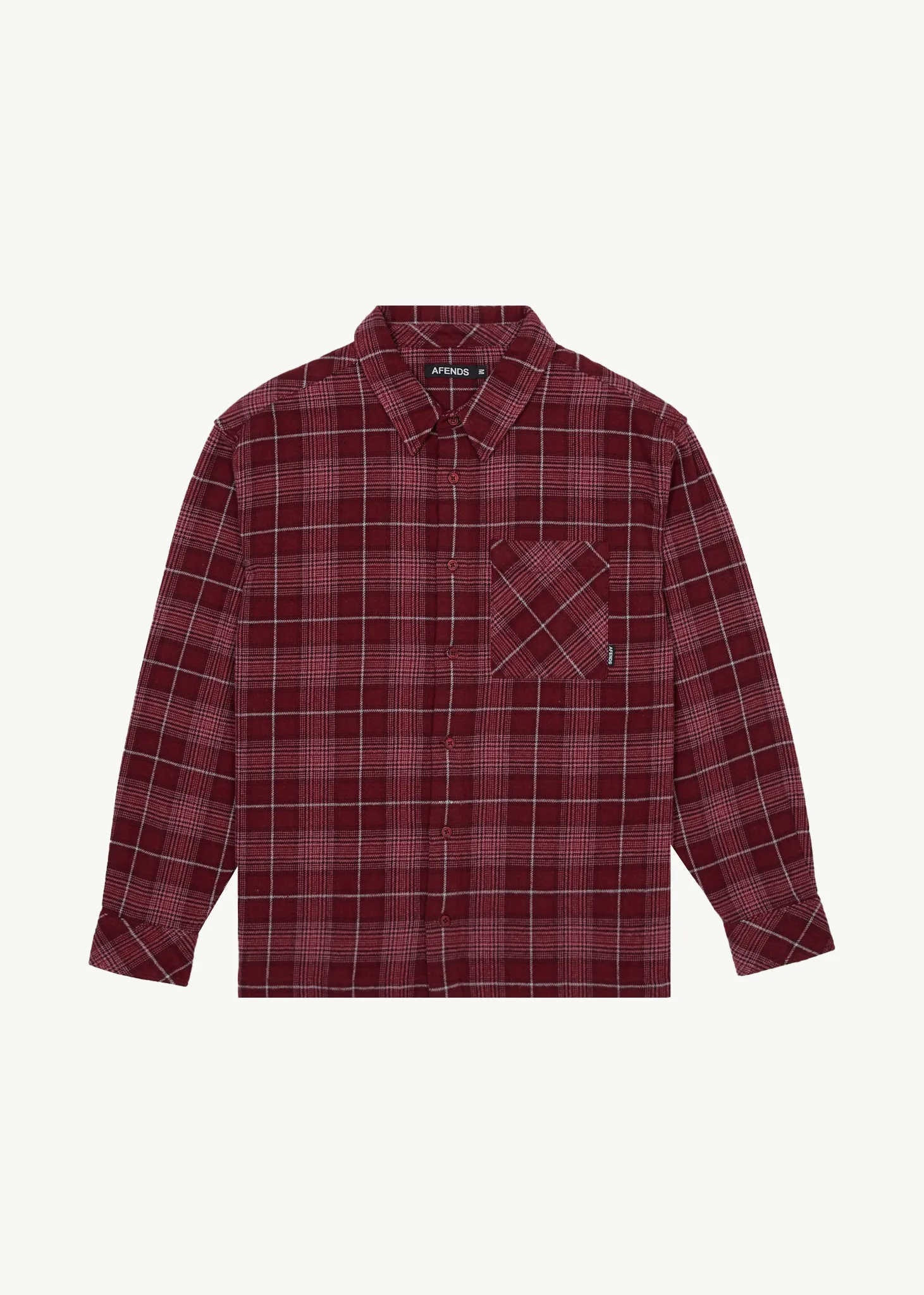 AFENDS Mens Questions - Flannel Shirt - Port