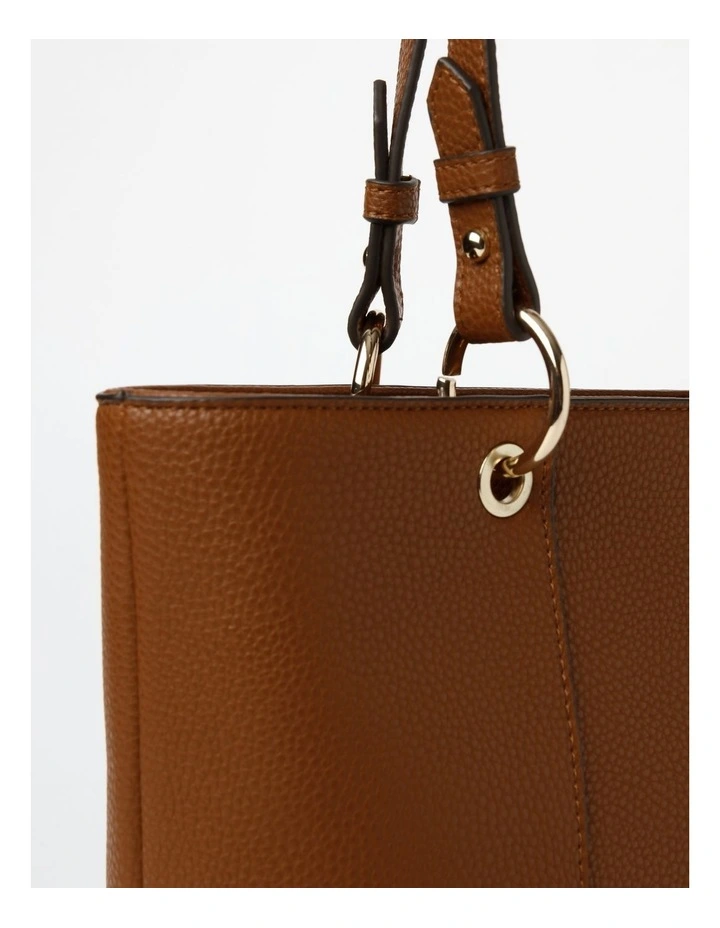 Ajay Zip Top Tote Bag in Tan