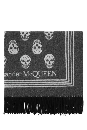 Alexander McQueen Skull Jacquard Fringed Scarf