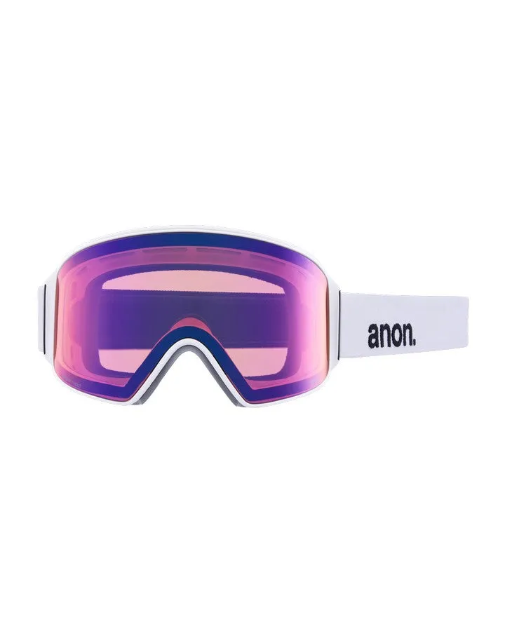 Anon M4 Cylindrical Low Bridge Snow Goggles + Bonus Lens + Mfi Face Mask - White/Perceive Sunny Onyx Lens