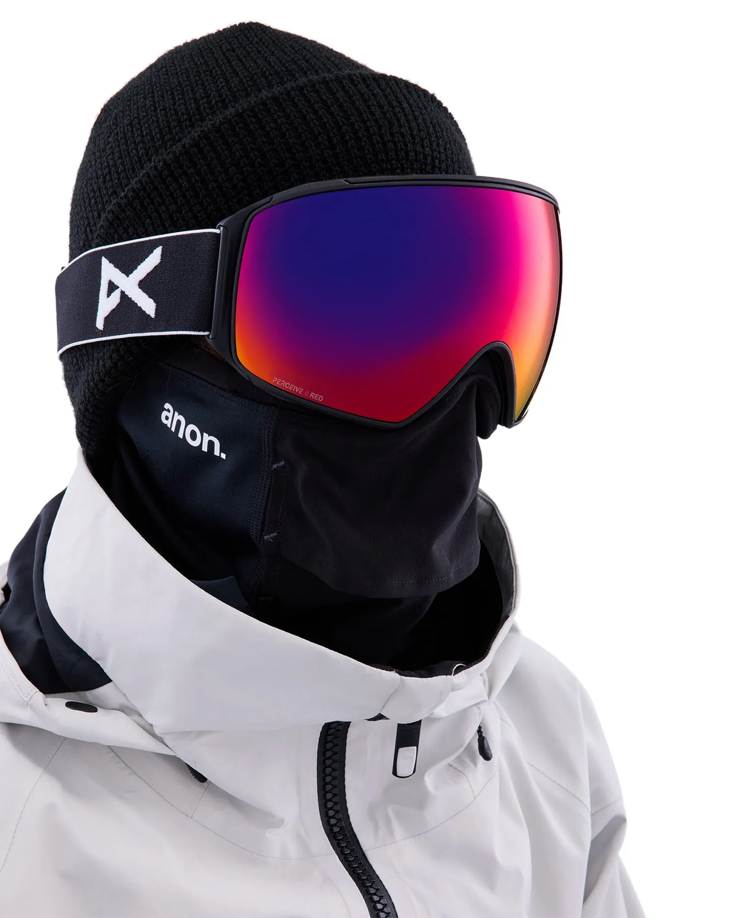 Anon M4 Toric Low Bridge Snow Goggles + Bonus Lens + Mfi Face Mask - Black/Perceive Sunny Red Lens