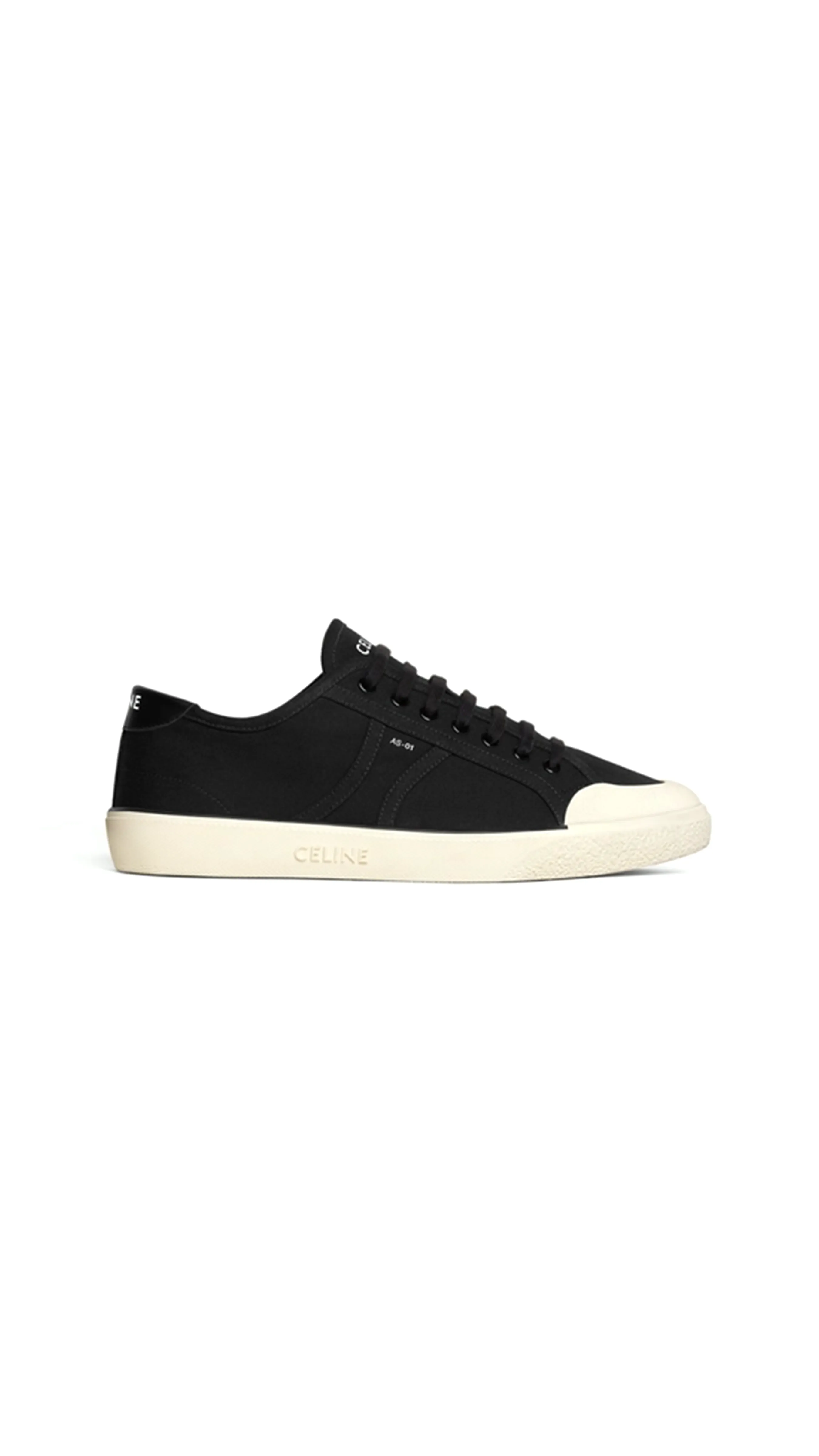 AS-01 Low Lace-Up Celine Alan Sneaker In Canvas & Calfskin - Black