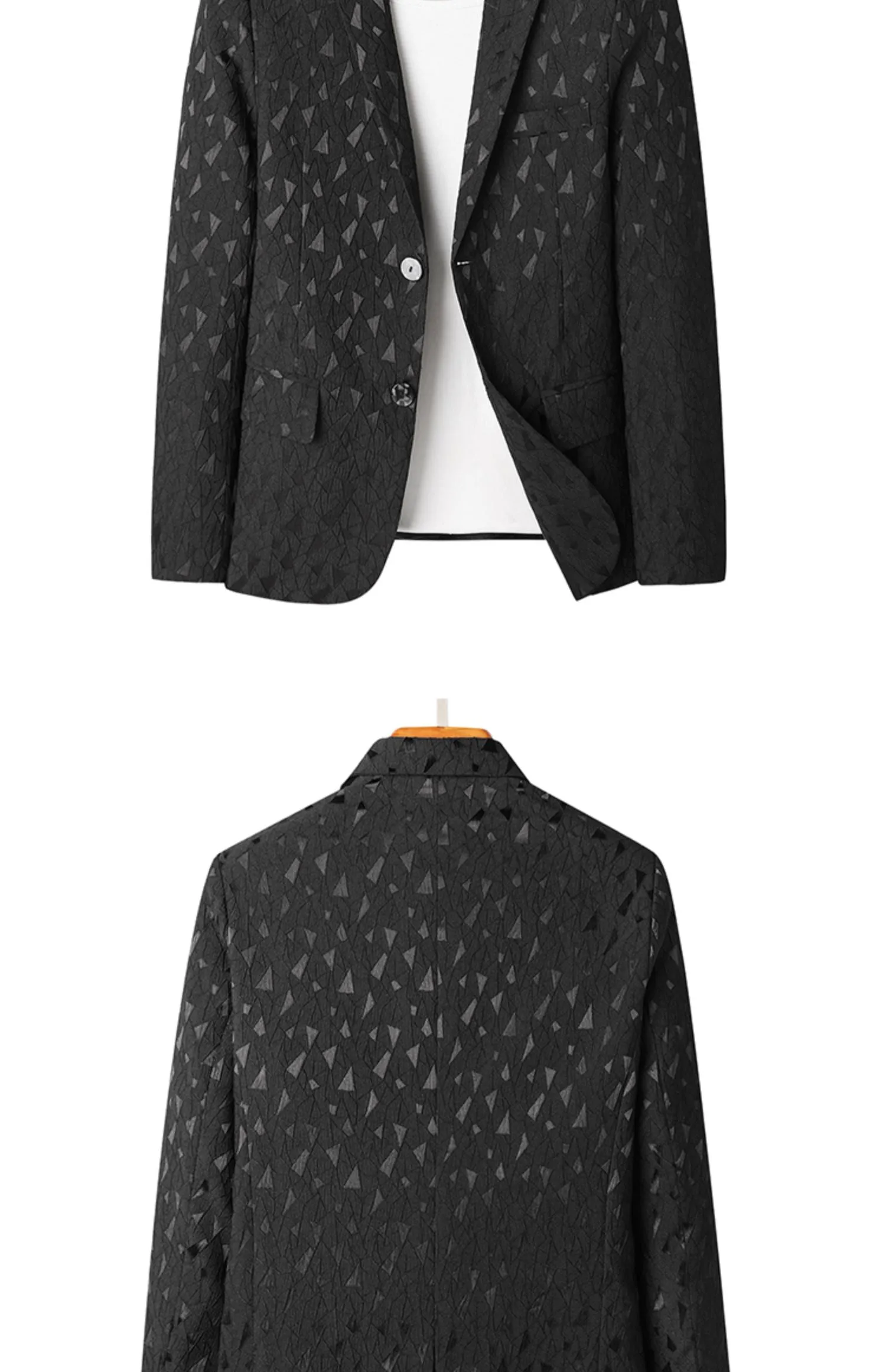 Autumn White Casual Luxurious Double Layer Jacquard Blazer for Men