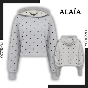 Azzedine Alaia  |Dots Rib Street Style Long Sleeves Cotton