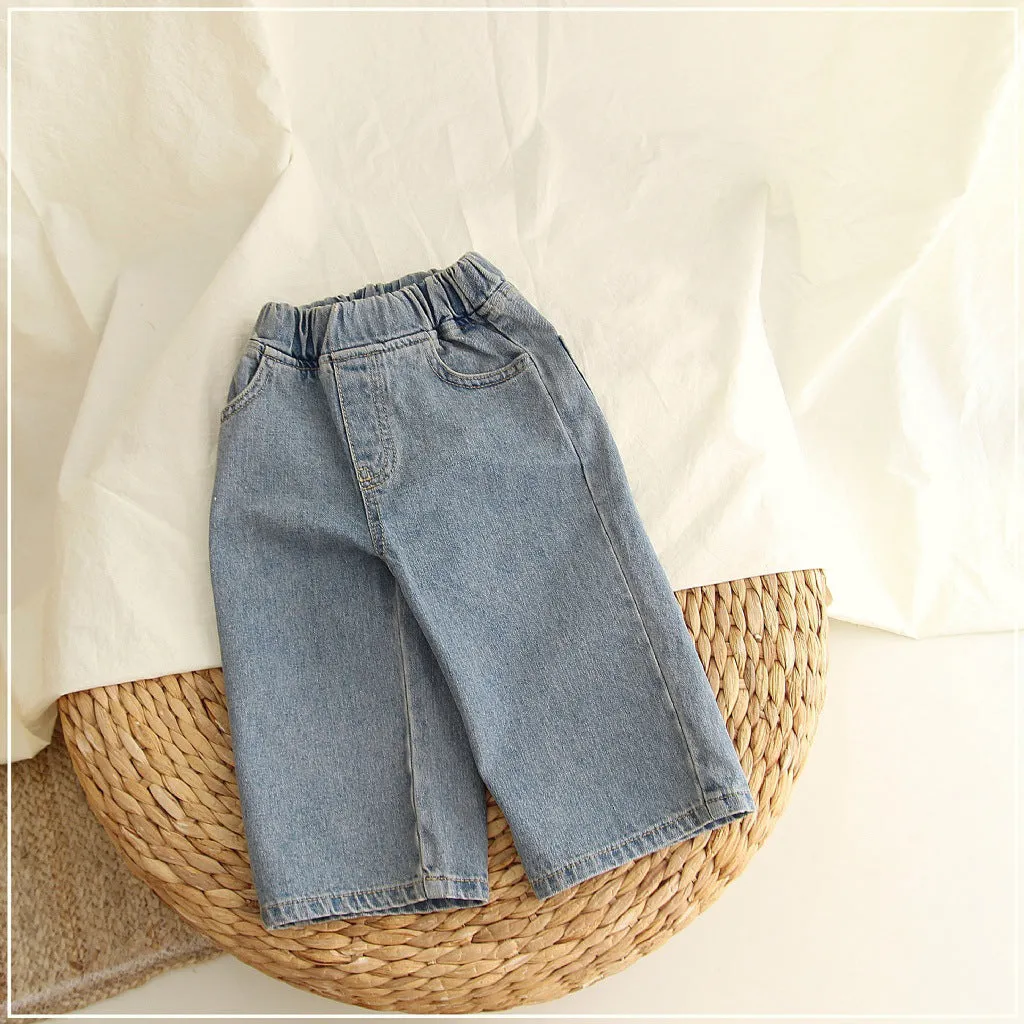 Baby Kid Girls Boys Solid Color Jeans Wholesale 23113087