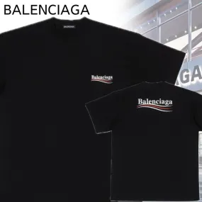 BALENCIAGA  |Crew Neck Pullovers Unisex Plain Cotton Short Sleeves Logo