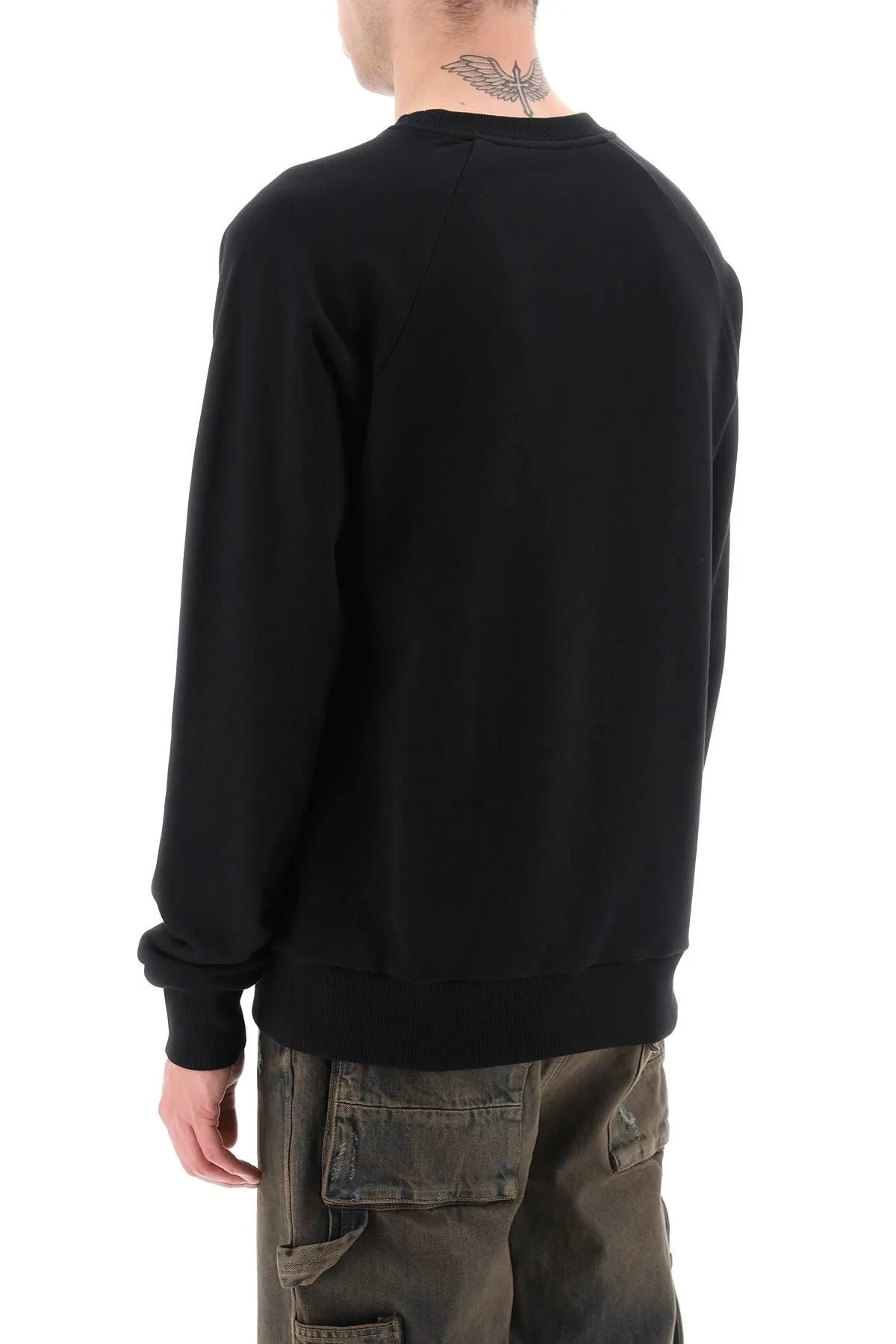 BALMAIN  |Crew Neck Pullovers Long Sleeves Plain Cotton Logo Luxury