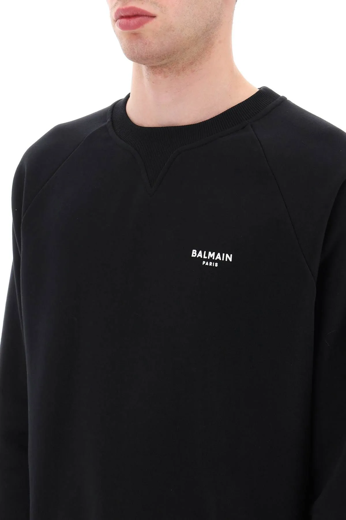 BALMAIN  |Crew Neck Pullovers Long Sleeves Plain Cotton Logo Luxury