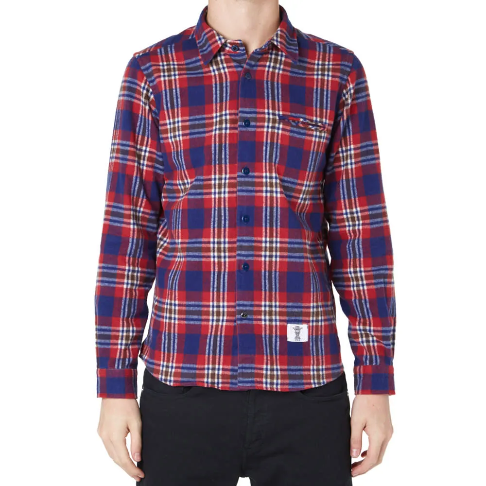 Bedwin & The Heartbreakers Rick Flannel Check Faded ShirtRed