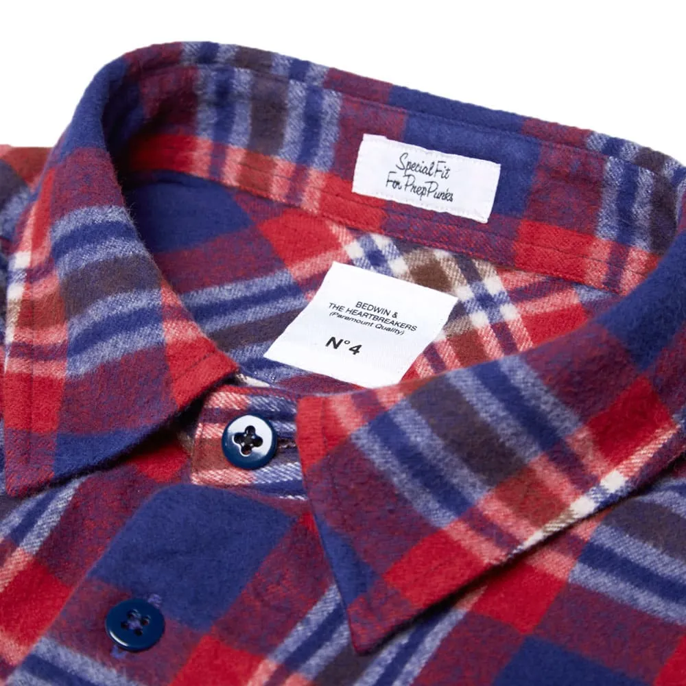 Bedwin & The Heartbreakers Rick Flannel Check Faded ShirtRed