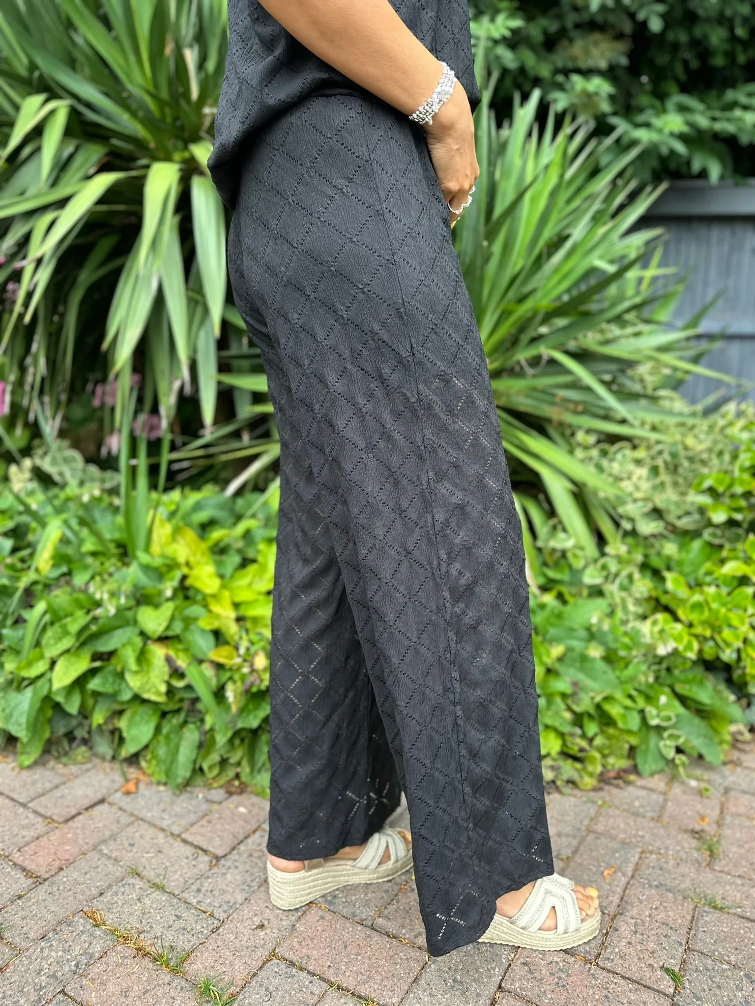 Black Diamond Patterned Trousers Thalia