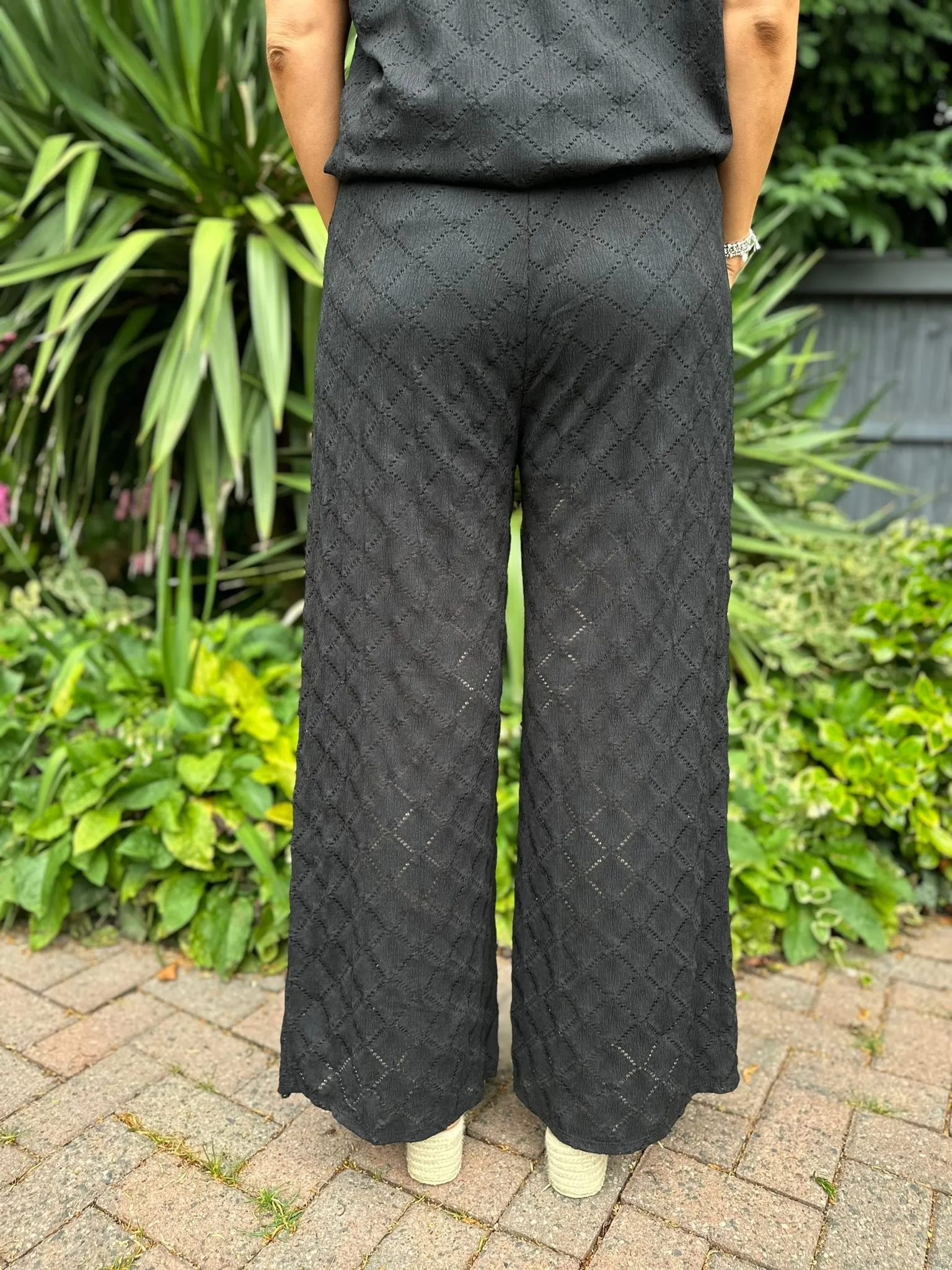 Black Diamond Patterned Trousers Thalia