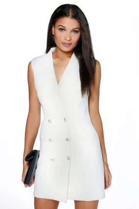 Boutique Aria Button Detail Sleeveless Blazer Dress