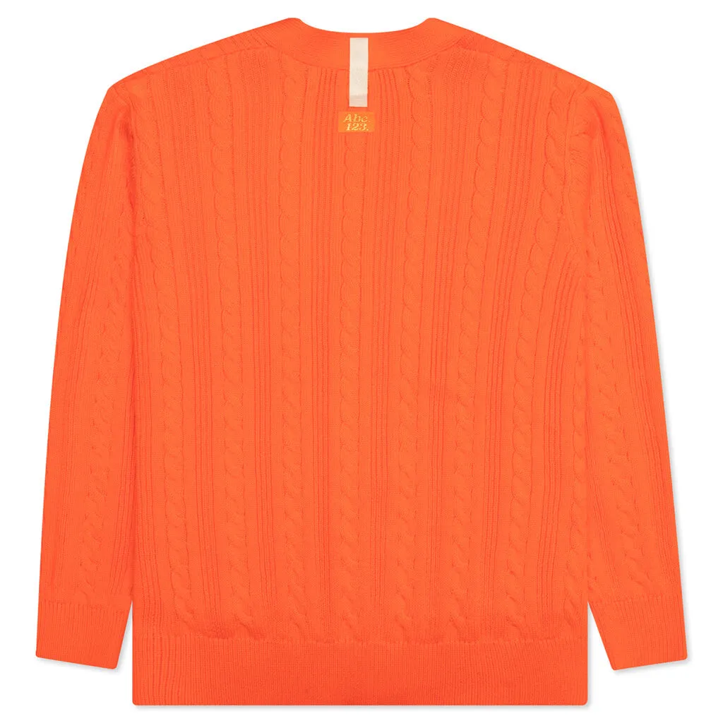 Cableknit Cardigan - Carnelian Orange