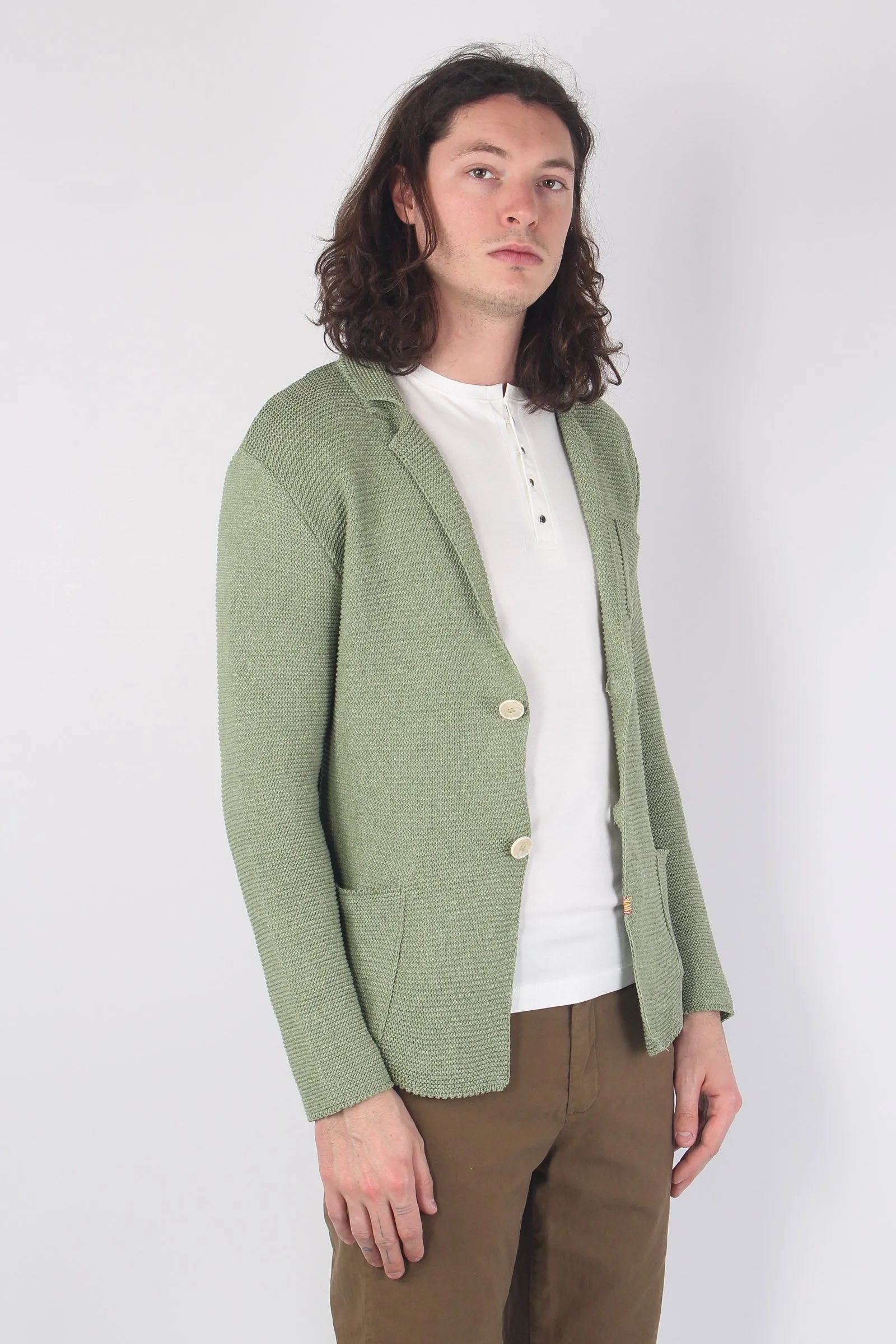 Cardigan In Maglia Pesto