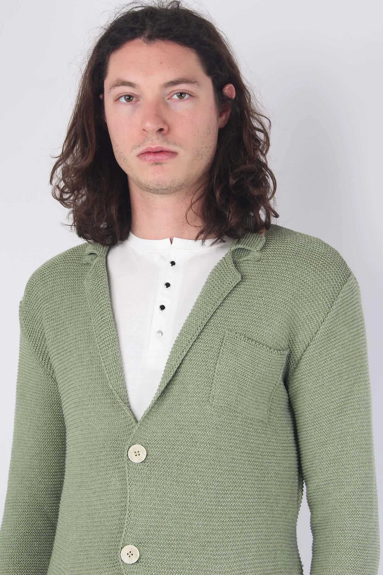 Cardigan In Maglia Pesto