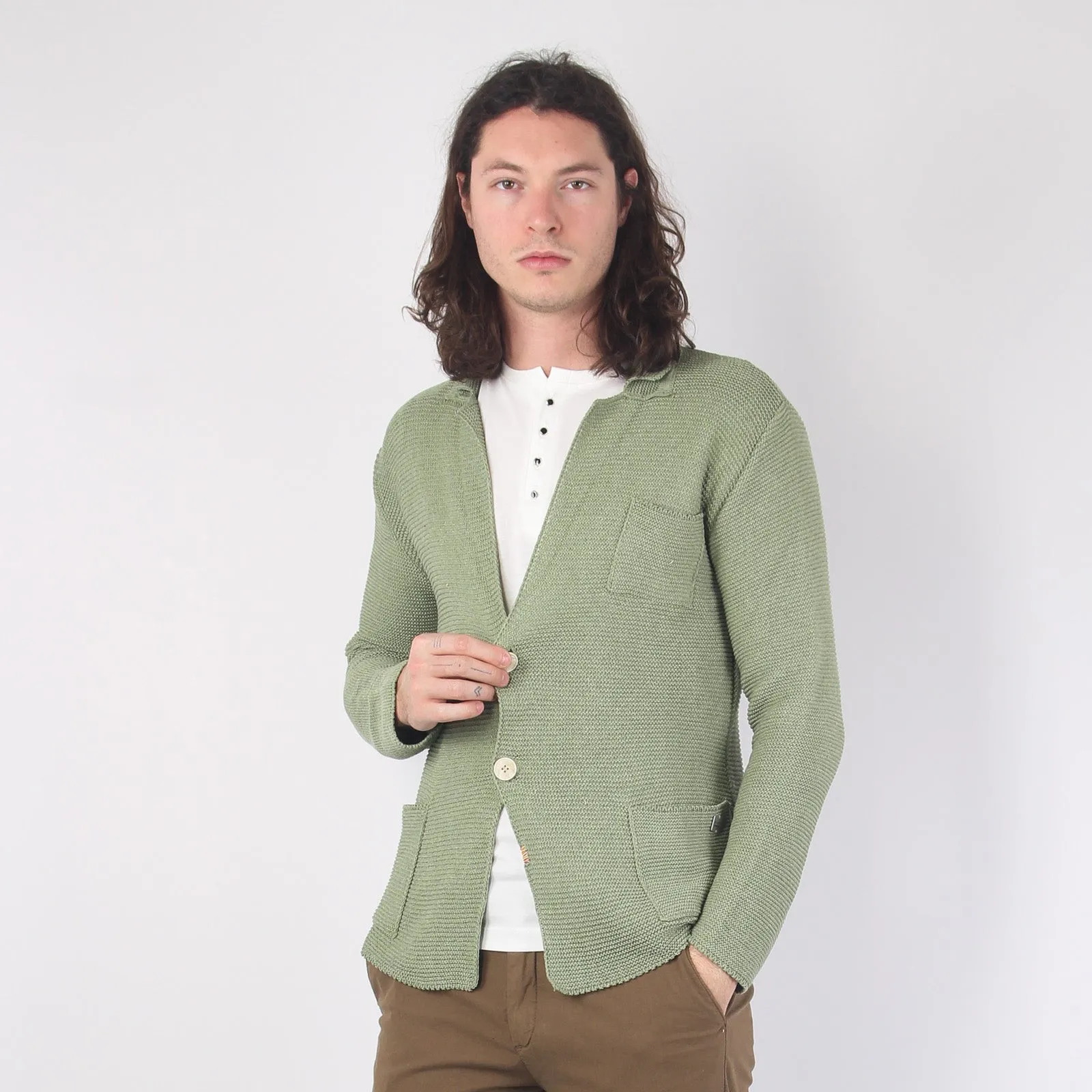 Cardigan In Maglia Pesto