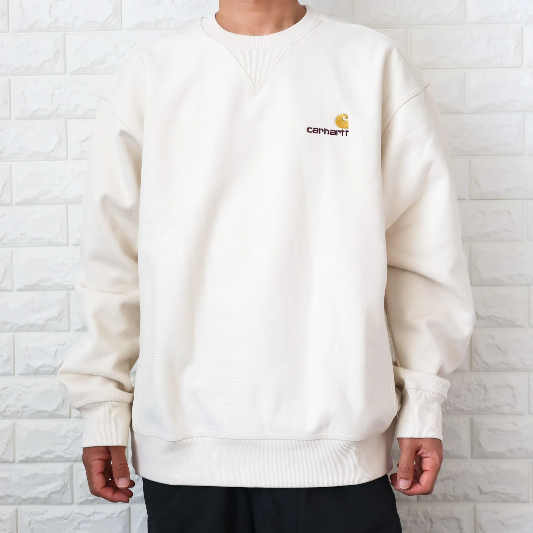 Carhartt  |Crew Neck Long Sleeves Plain Cotton Oversized Logo