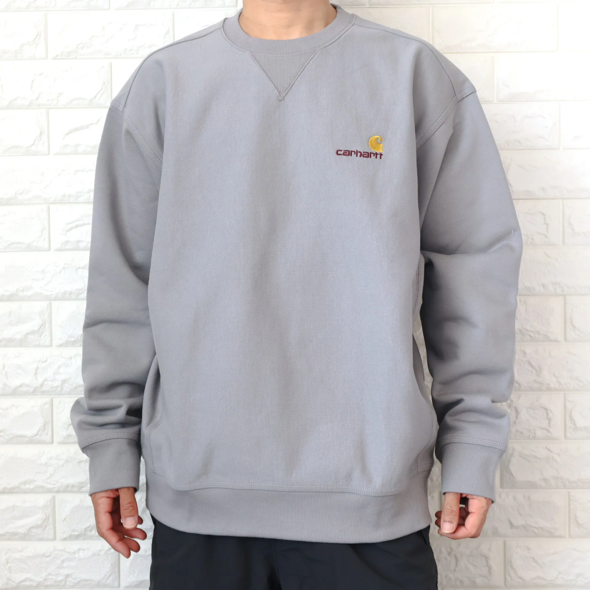 Carhartt  |Crew Neck Long Sleeves Plain Cotton Oversized Logo