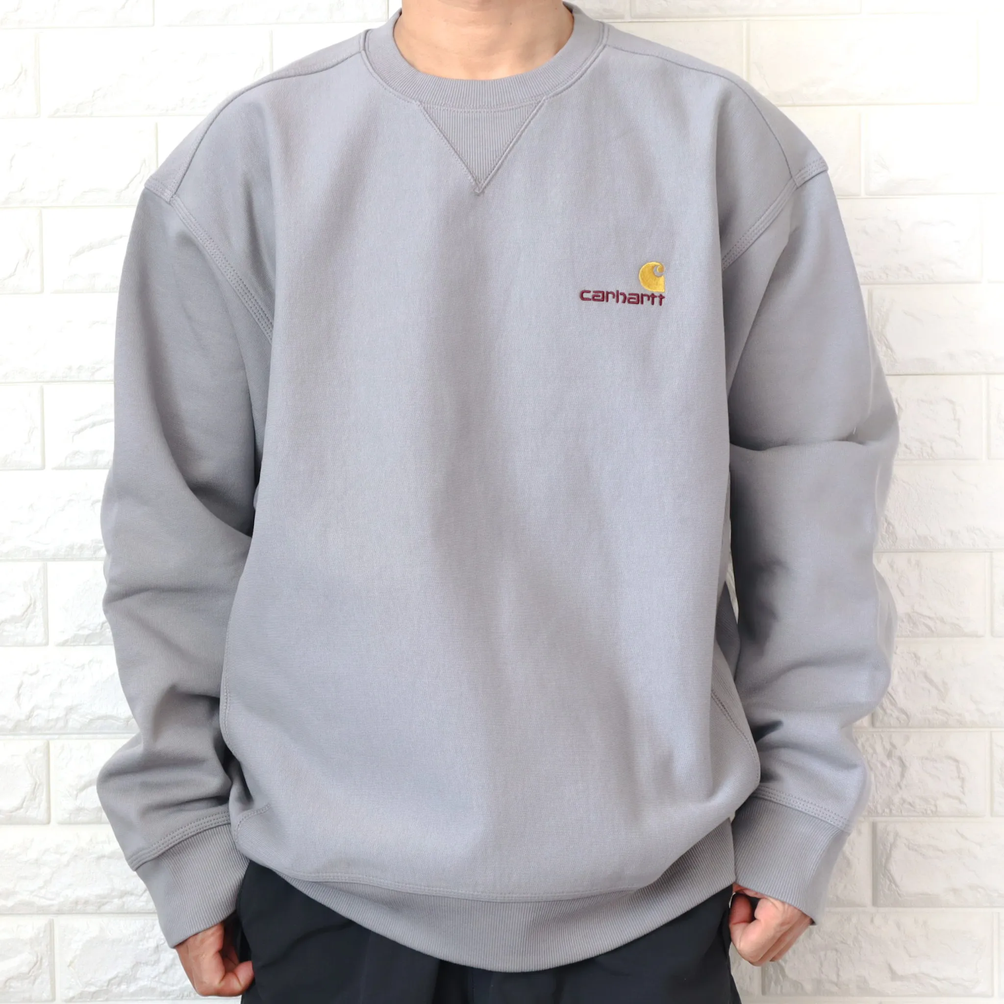 Carhartt  |Crew Neck Long Sleeves Plain Cotton Oversized Logo