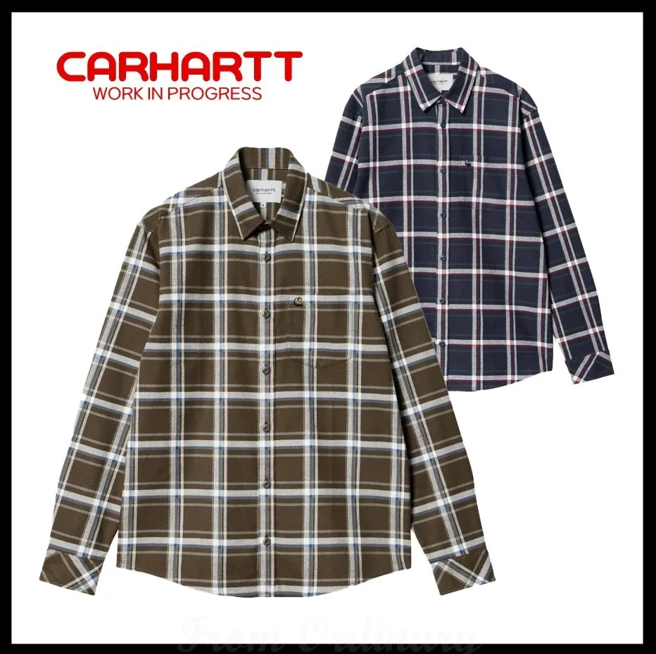 Carhartt  |Other Plaid Patterns Street Style Logo Shirts