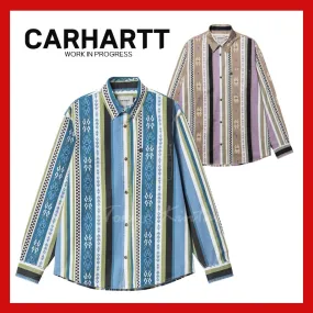 Carhartt  |Stripes Unisex Street Style Long Sleeves Logo Shirts