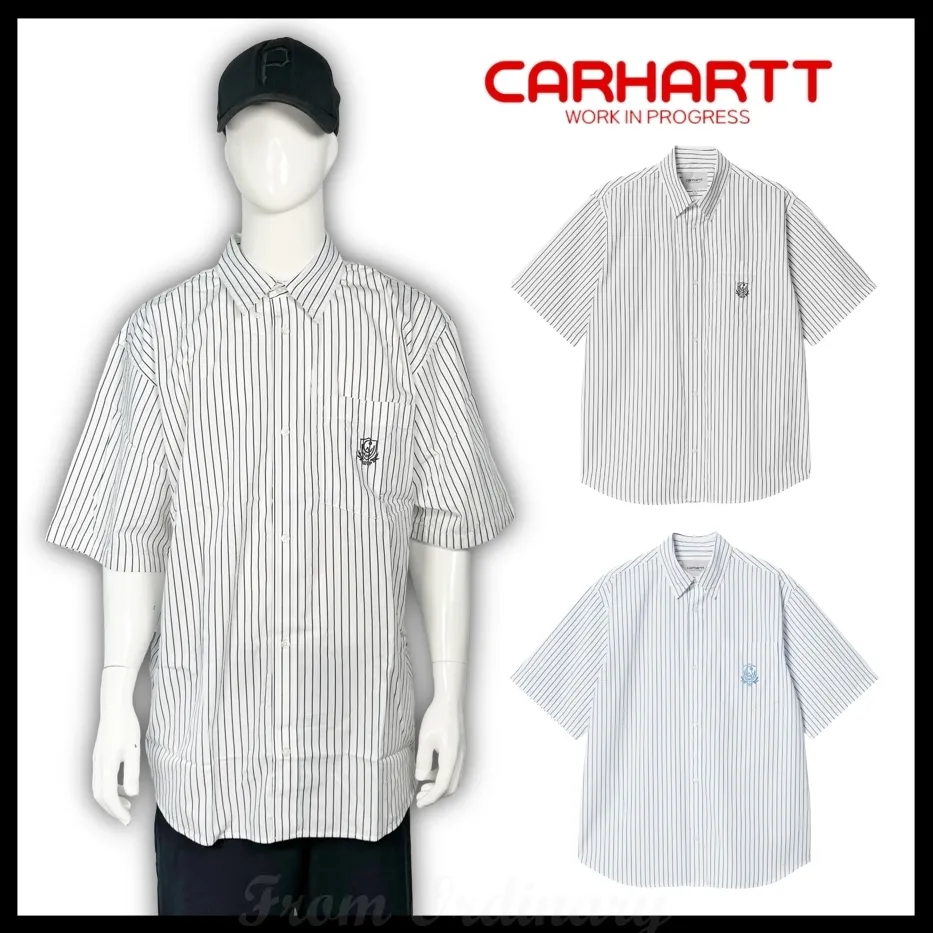 Carhartt  |Stripes Unisex Street Style Short Sleeves Logo Shirts