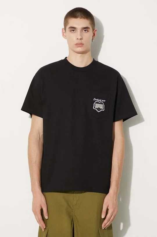 Carhartt WIP cotton t-shirt S/S Heart Train Pocket men’s black color I033979.89XX