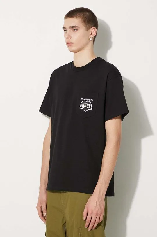 Carhartt WIP cotton t-shirt S/S Heart Train Pocket men’s black color I033979.89XX