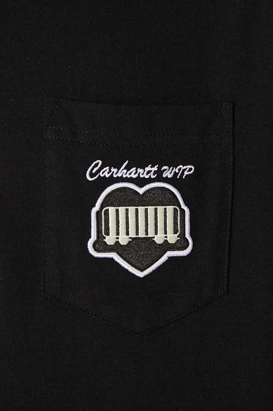 Carhartt WIP cotton t-shirt S/S Heart Train Pocket men’s black color I033979.89XX