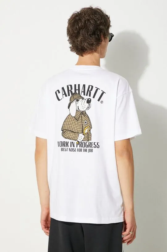 Carhartt WIP cotton t-shirt S/S Inspector men’s white color with a print I033966.02XX