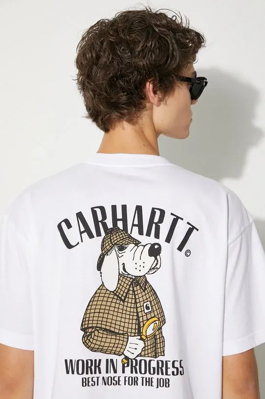 Carhartt WIP cotton t-shirt S/S Inspector men’s white color with a print I033966.02XX