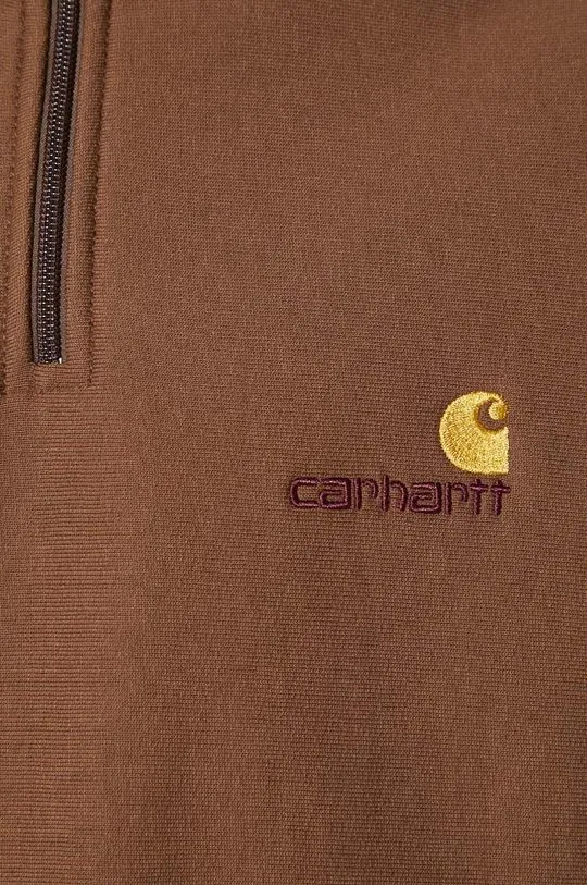 Carhartt WIP sweatshirt Half Zip American Script Sweat men's brown color I027014.1ZDXX