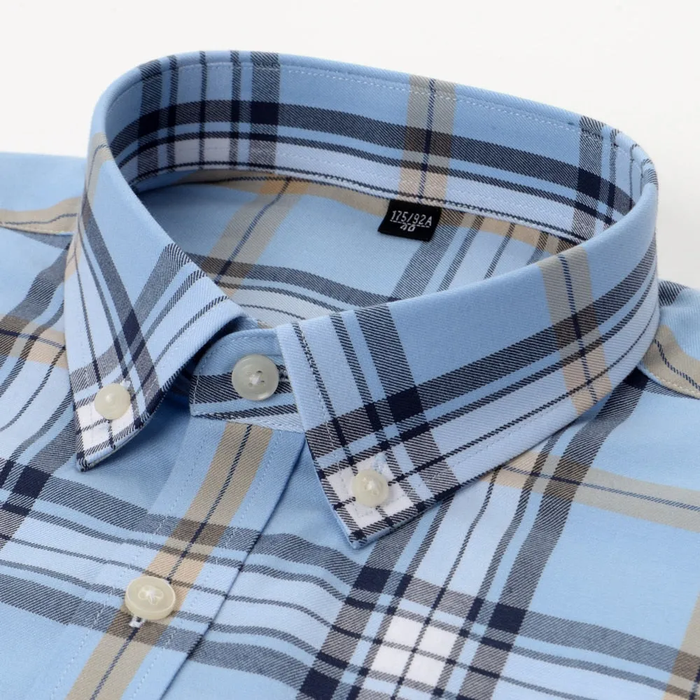 Casual Comfortable Brushed Plaid Cotton Long-sleeve Shirt for Men