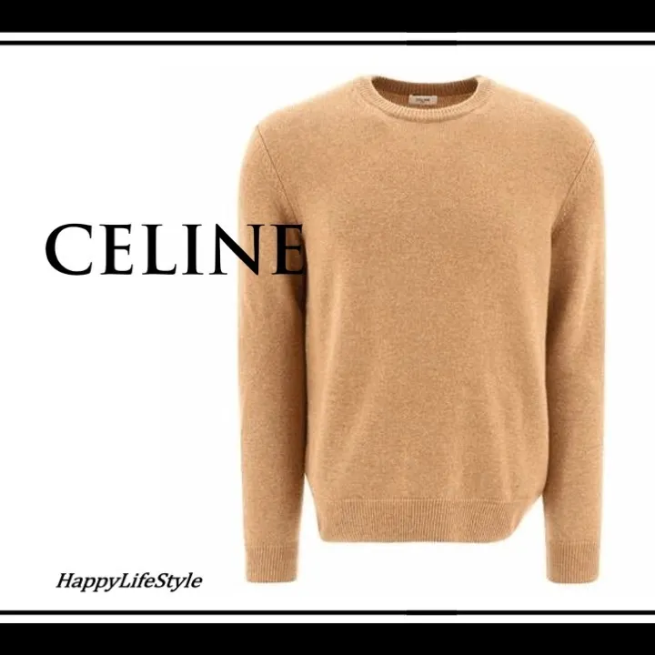 CELINE  |Crew Neck Pullovers Cashmere Long Sleeves Plain Luxury