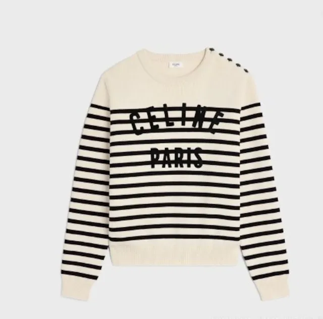 CELINE  |Stripes Long Sleeves Plain Cotton Long Sleeve T-shirt Logo