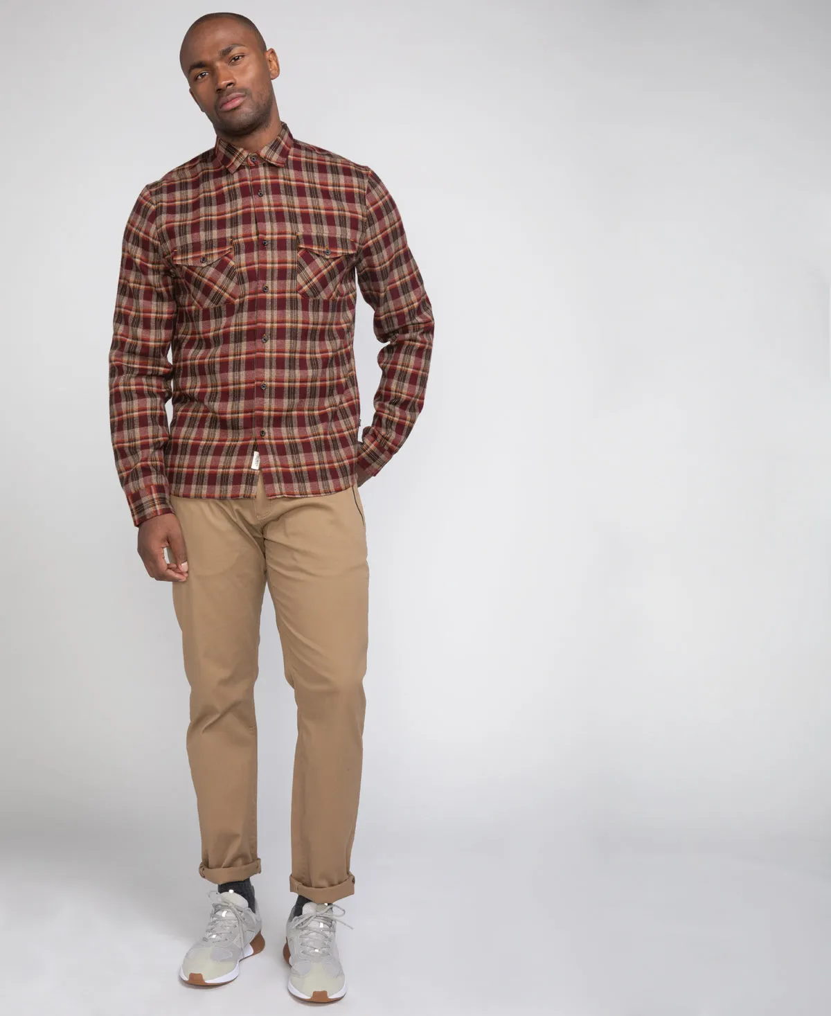 Cherokee Plaid Flannel Shirt (Cranberry)