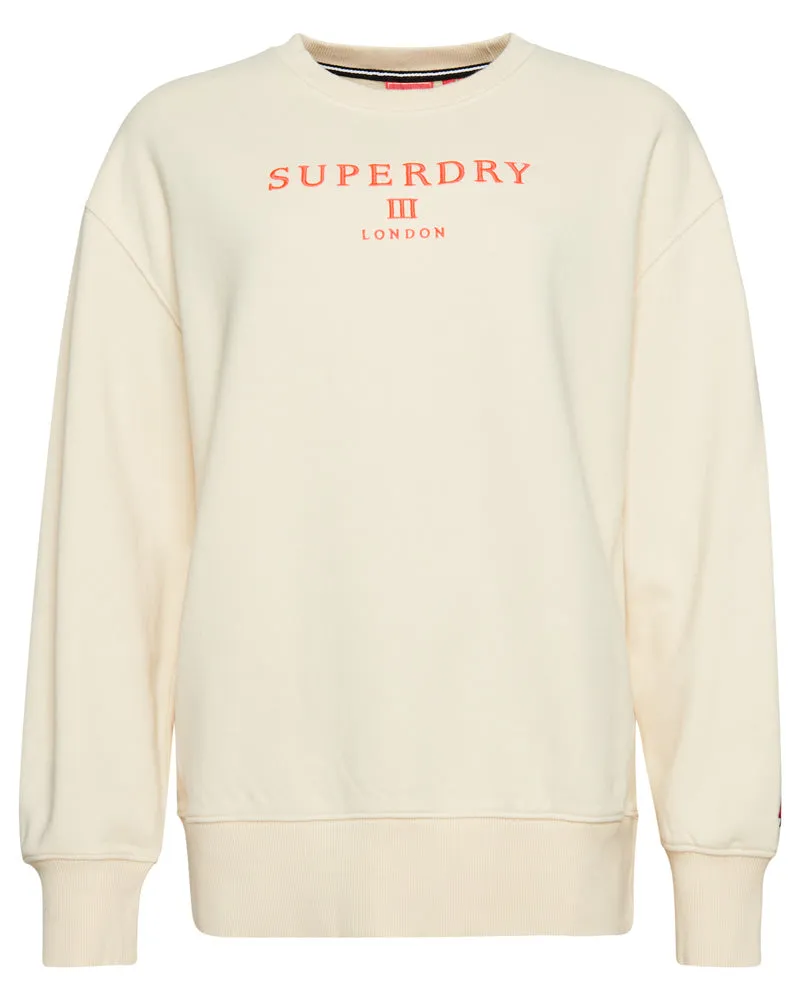 Code Heraldry Oversized Crew Sweatshirt | Rice White