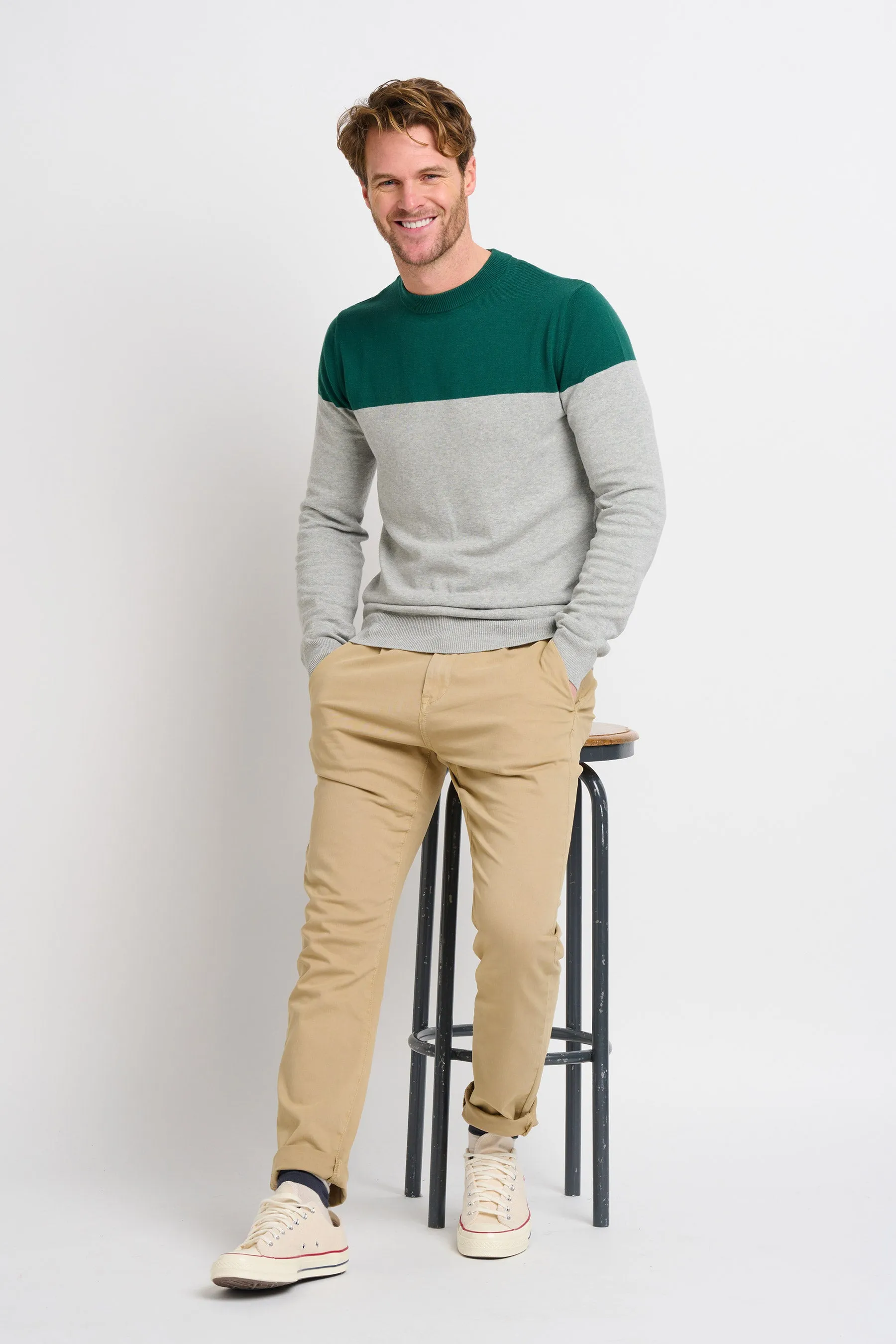 Colour Block Crew Neck Jumper