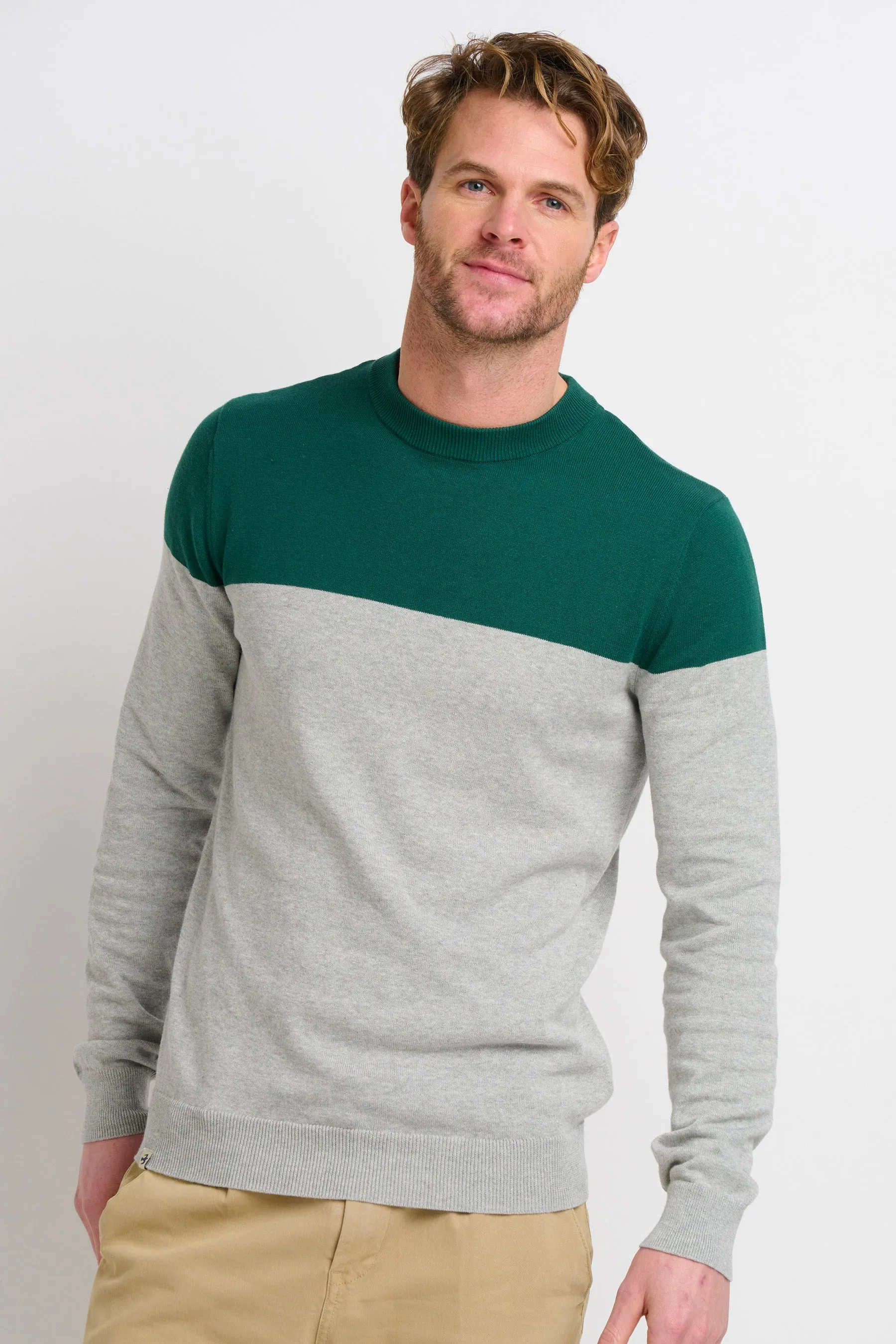 Colour Block Crew Neck Jumper