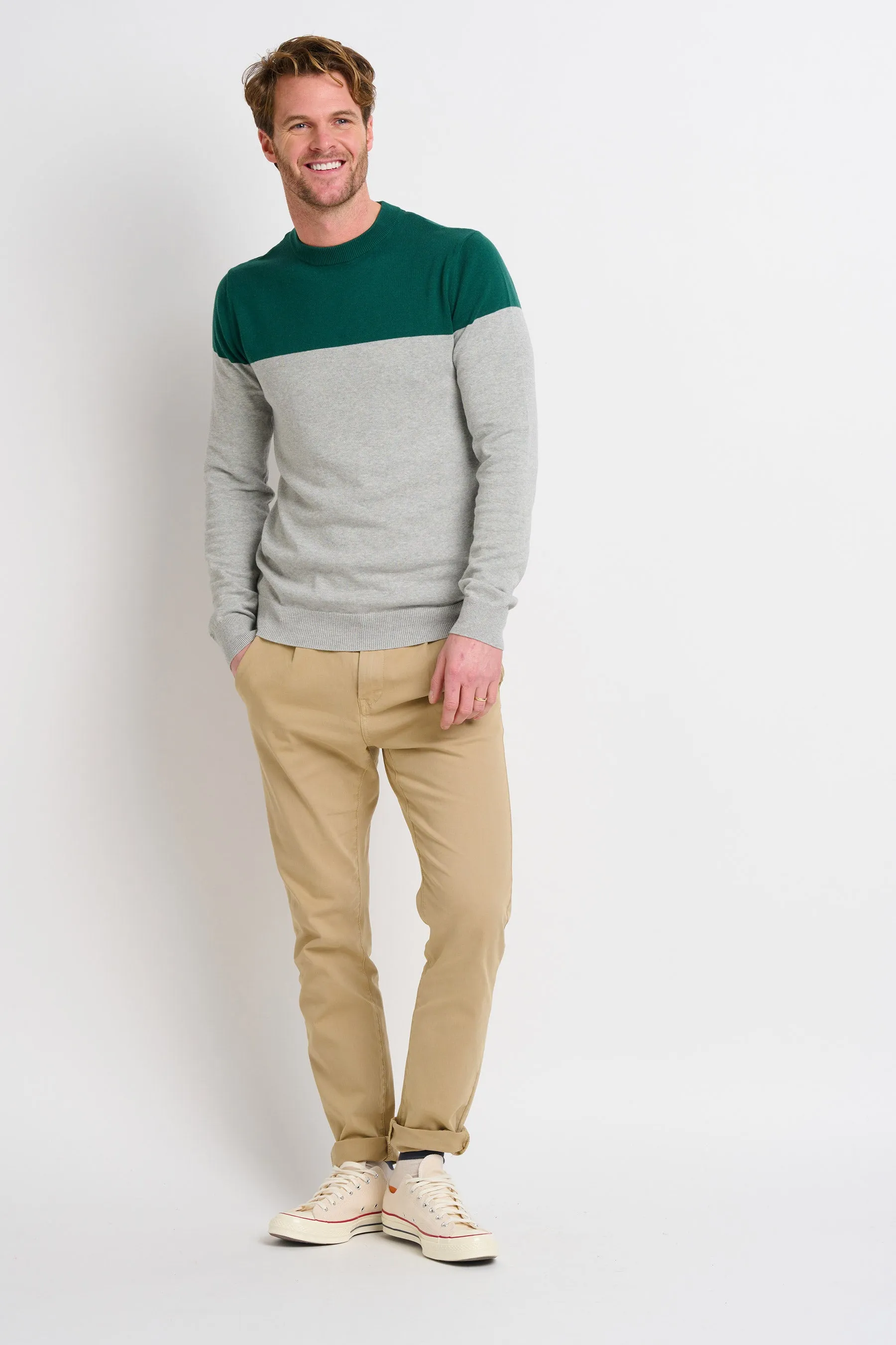 Colour Block Crew Neck Jumper