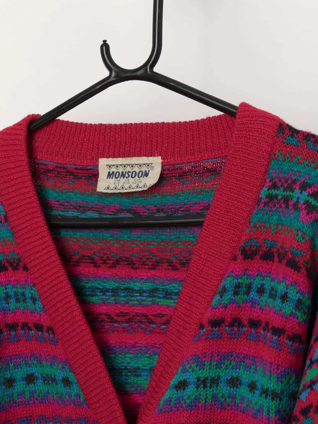 Colourful vintage Monsoon Fair Isle wool cropped cardigan – Small